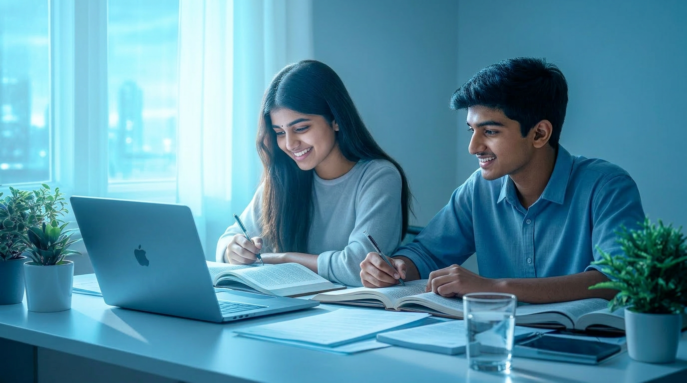 Students studying with AI tools