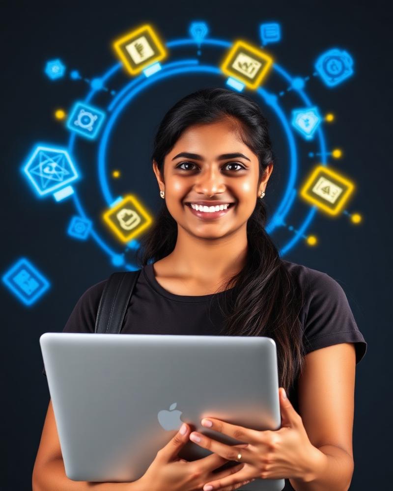 Confident student with AI tools
